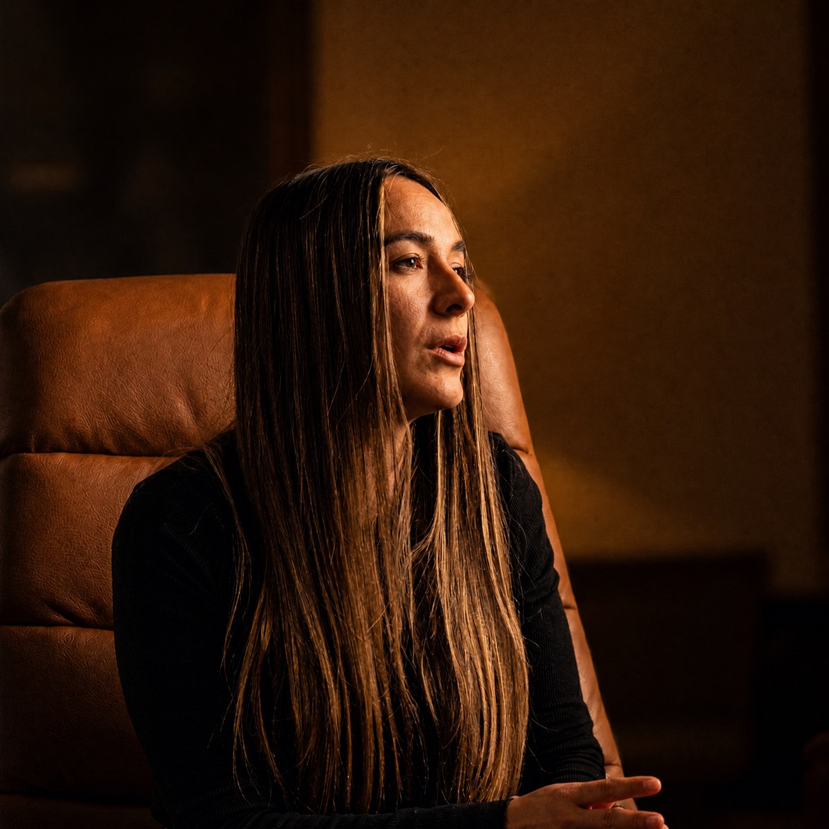 Vanessa speaking in a studio